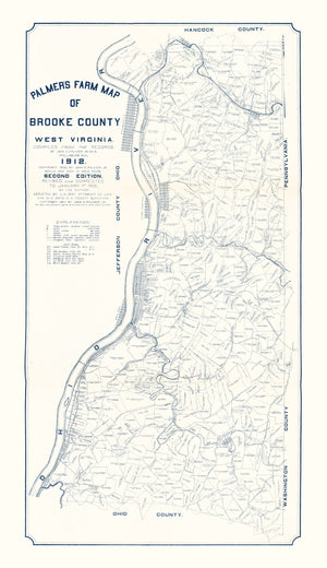Vintage Map of Brooke County, West Virginia 1912