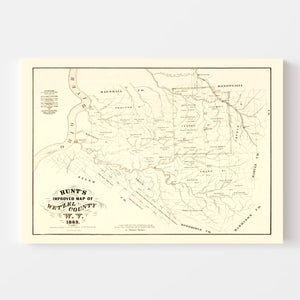 Vintage Map of Wetzel County, West Virginia 1865
