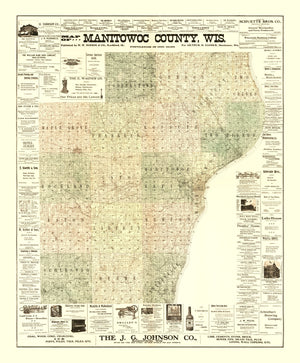 Vintage Map of Manitowac County, Wisconsin 1902