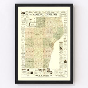 Vintage Map of Manitowac County, Wisconsin 1902