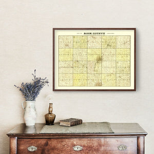 Vintage Map of Rock County, Wisconsin 1900