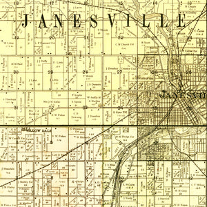 Vintage Map of Rock County, Wisconsin 1900