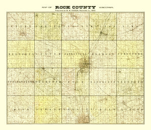 Vintage Map of Rock County, Wisconsin 1900