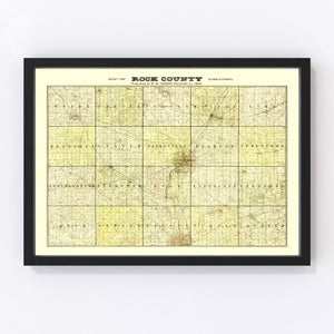 Vintage Map of Rock County, Wisconsin 1900