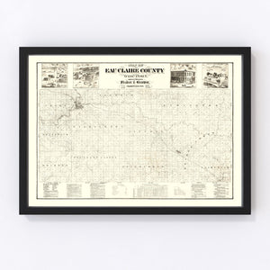 Vintage Map of Eau Claire County, Wisconsin 1878