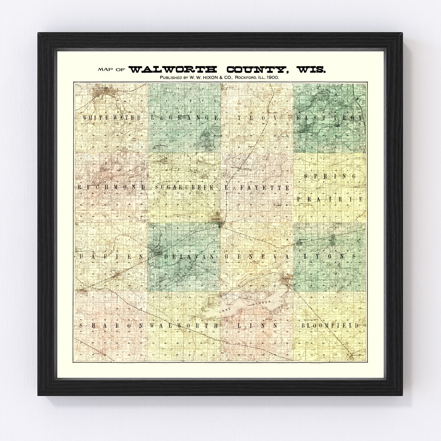 Vintage Map of Walworth County, Wisconsin 1900