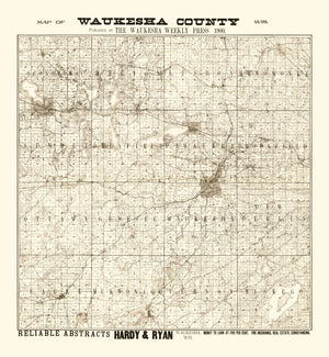 Vintage Map of Waukesha County, Wisconsin 1873