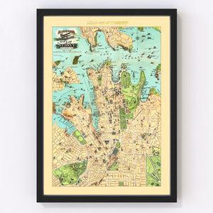 Vintage Map of Sydney, Australia 1909