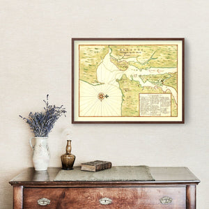 Vintage Map of New York Region, 1670