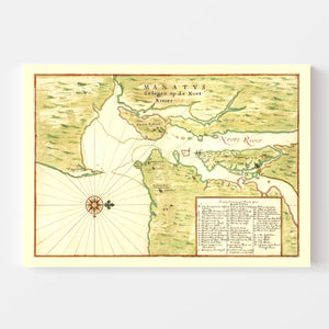 Vintage Map of New York Region, 1670