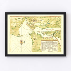 Vintage Map of New York Region, 1670