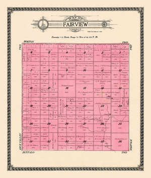 Vintage Map of Fairview Township, Sully County, South Dakota 1916