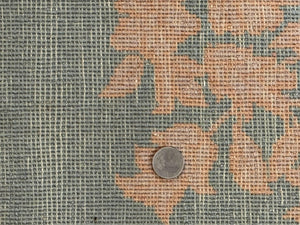 Teal Chinese Wool Rug 6x8, Vintage Handmade Carpet, Floral, Semi Open Field