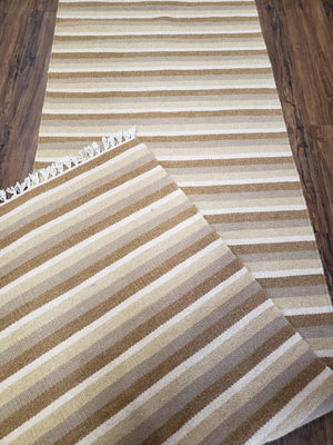 Striped Runner Rug, Flatweave Runner Rug, Hallway Runner, 15 ft Carpet Runner for Hall, Earth Tone Colors, Handmade Hand Woven Farmhouse Rug