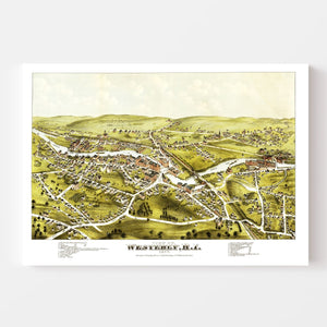 Vintage Map of Westerly, Rhode Island 1877