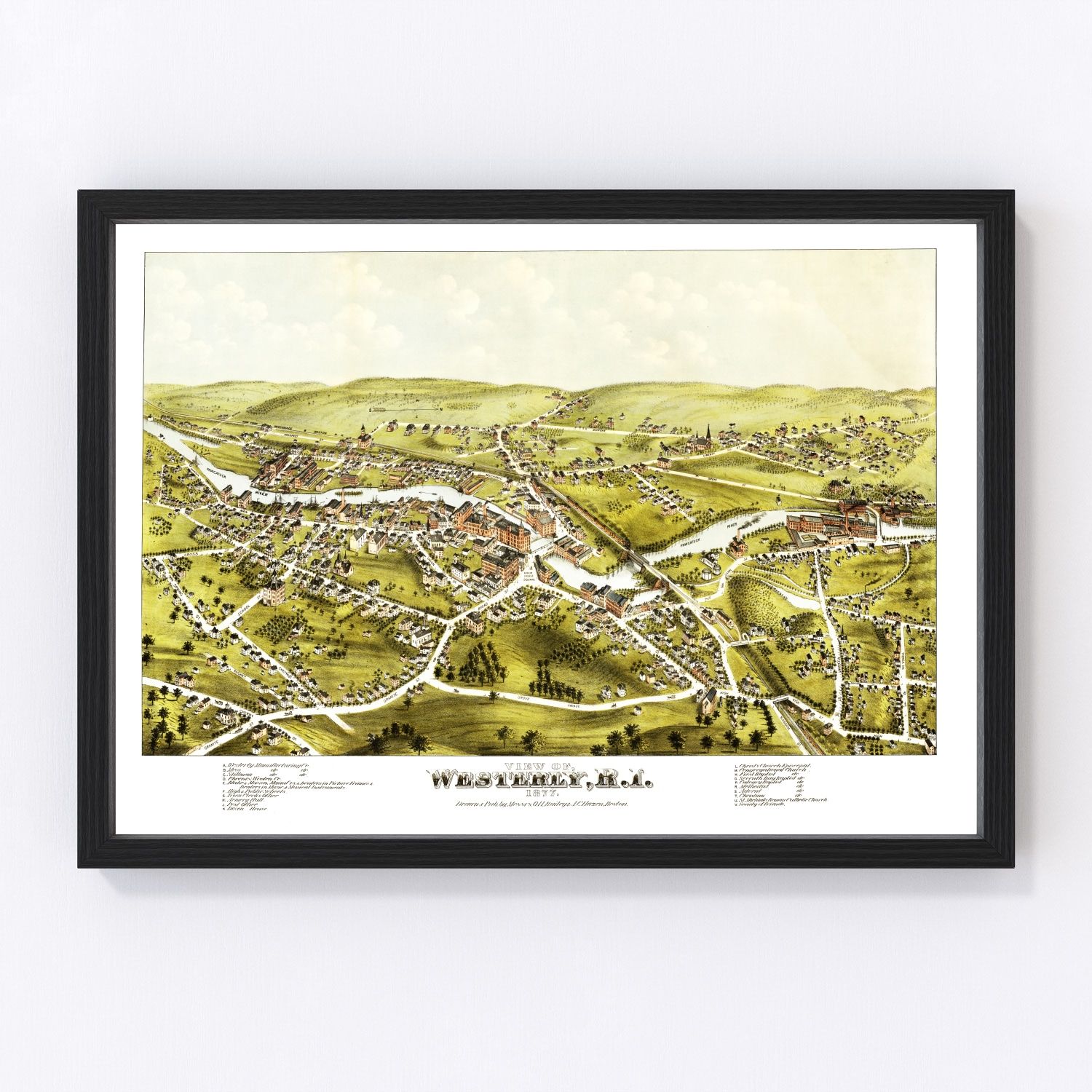 Vintage Map of Westerly, Rhode Island 1877