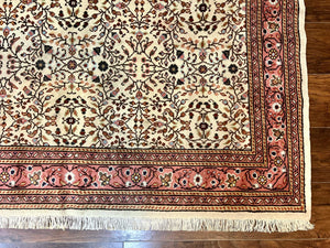 Turkish Rug 6x8, Kayseri Carpet, Handmade Vintage Wool Rug, Cream Multicolor, Allover Pattern