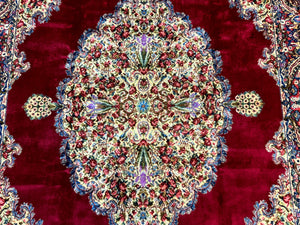 Karastan Rug 8.8 x 12 - Red Floral Kirman - Wool Pile Carpet