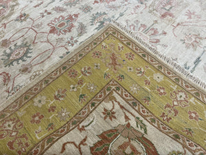 Turkish Oushak Rug 8x10, Hand Knotted Wool Turkish Oushak Carpet 8 x 10 ft, Farmhouse Rug, Neutral Colors, Vintage Handmade Turkish Area Rug