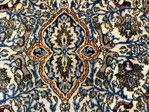 Persian Qum Tree of Life Rug 3.5 x 5.5, Animal Pictorials, Kork Wool with Silk Highlights