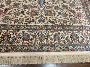 Karastan Rug #738 Tabriz Design 8.8 x 12, Room Sized Wool Pile Karastan Carpet, Vintage Discontinued Karastan Area Rug, Ivory, Floral Rug