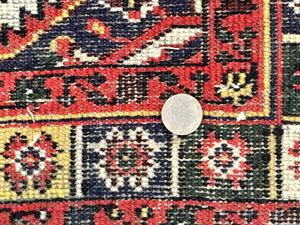 Indo Persian Bidjar Runner Rug 2.8 x 10, Vintage Rug for Hallway, 10ft Runner, Wool Handmade Ivory and Red, Medallions
