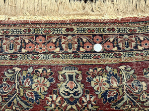 Antique Persian Sarouk Rug 3x5, Red, Floral, 200 KPSI