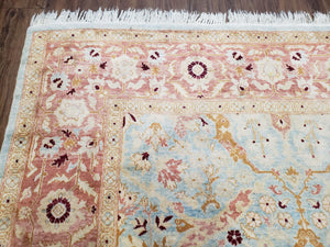Pakistani Peshawar Rug 6x9, Light Colors, Wool, Hand Knotted, Vintage Rug for Modern Home