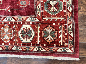 Persian Bidjar Rug 9x13, Wool Hand Knotted Vintage Carpet, Red Oriental Rug, Handmade Rug, Large 9 x 13 Room Size Rug