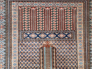 Vintage Turkoman Bokhara Rug 4x6, Four Seasons Pakistan Bukhara Turkmen Engsi Yamud Carpet, Fine Tribal Rug, Wool, Hand-Knotted, Brown, Nice