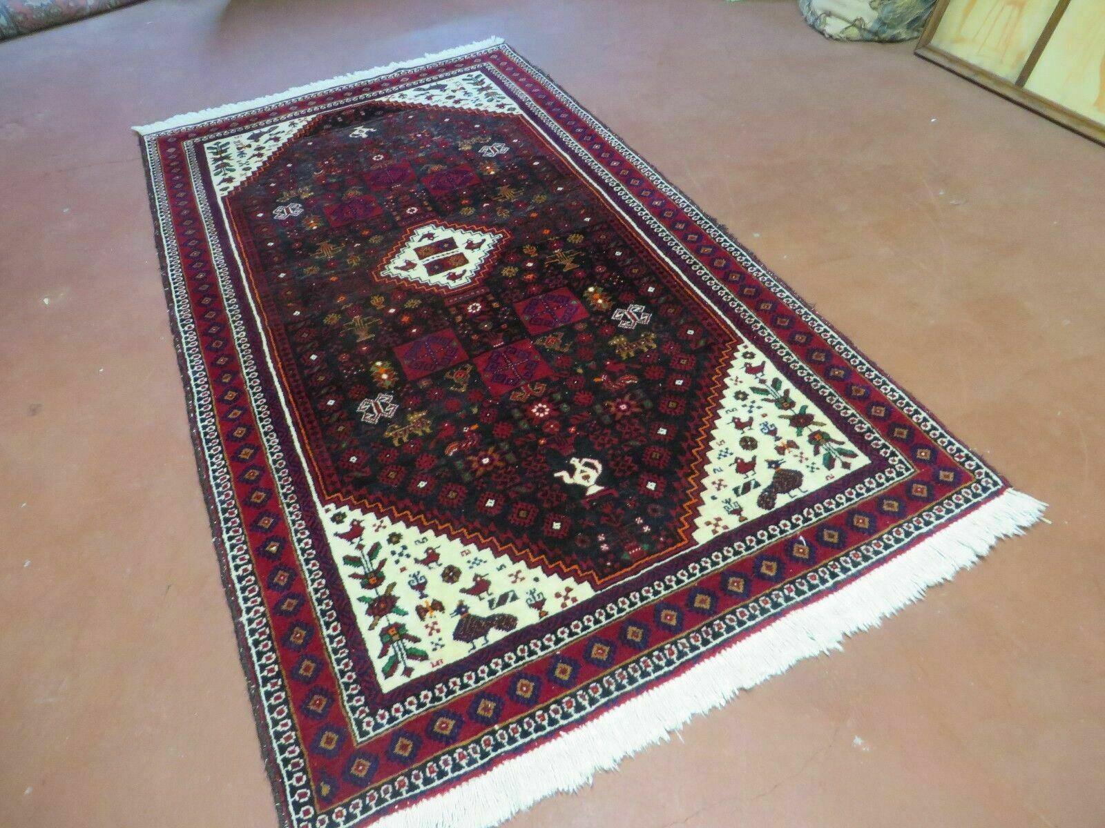 4' X 7' Vintage Handmade Indian Jaipur Rug Bird Carpet
