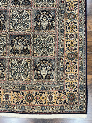 Persian Qum Rug 5x7, Panel Design Oriental Carpet, Multicolor, Hand Knotted Wool Vintage Traditional Rug, Medium Size 5 x 7 ft, Fine Rug