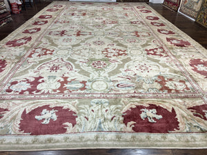 Large Egyptian Oushak Rug 12x21, Wool Handmade Vintage Carpet, Allover Pattern, Oversized 12 x 21 ft Traditional Rug