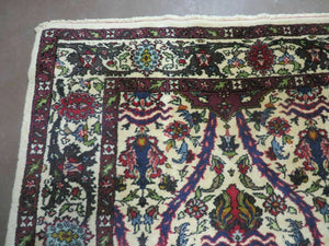 Antique Persian Tabriz Rug 8x12, Cream & Multicolor Room Sized Authentic Oriental Carpet, Wool Handmade Hand-Knotted Vintage Floral Rug 8 x 12 ft