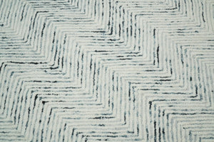 Modern Style Hand Tufted Blue and Ivory Area Rug