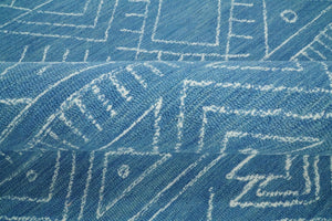 Blue Modern Contemporary Hand Tufted Wool Area Rug