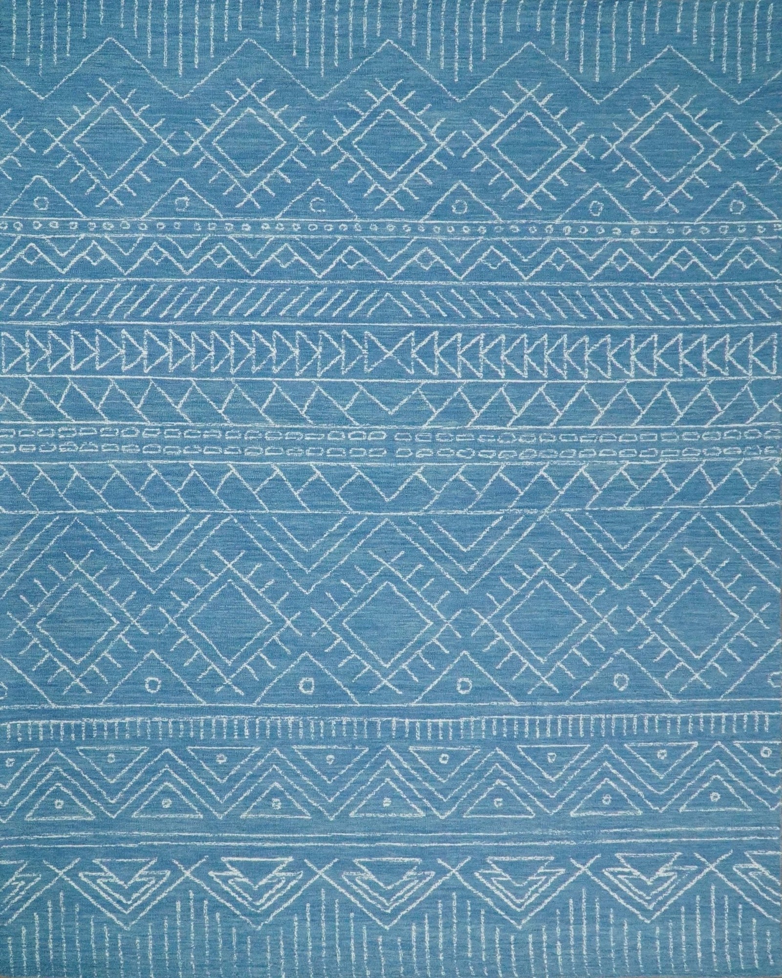 Blue Modern Contemporary Hand Tufted Wool Area Rug