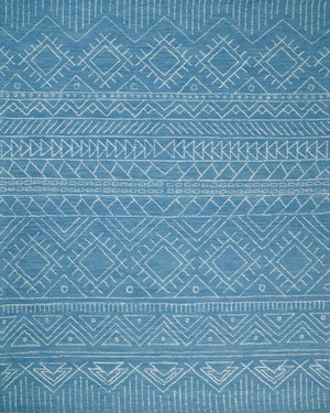 Blue Modern Contemporary Hand Tufted Wool Area Rug