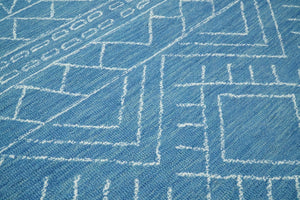 Blue Modern Contemporary Hand Tufted Wool Area Rug