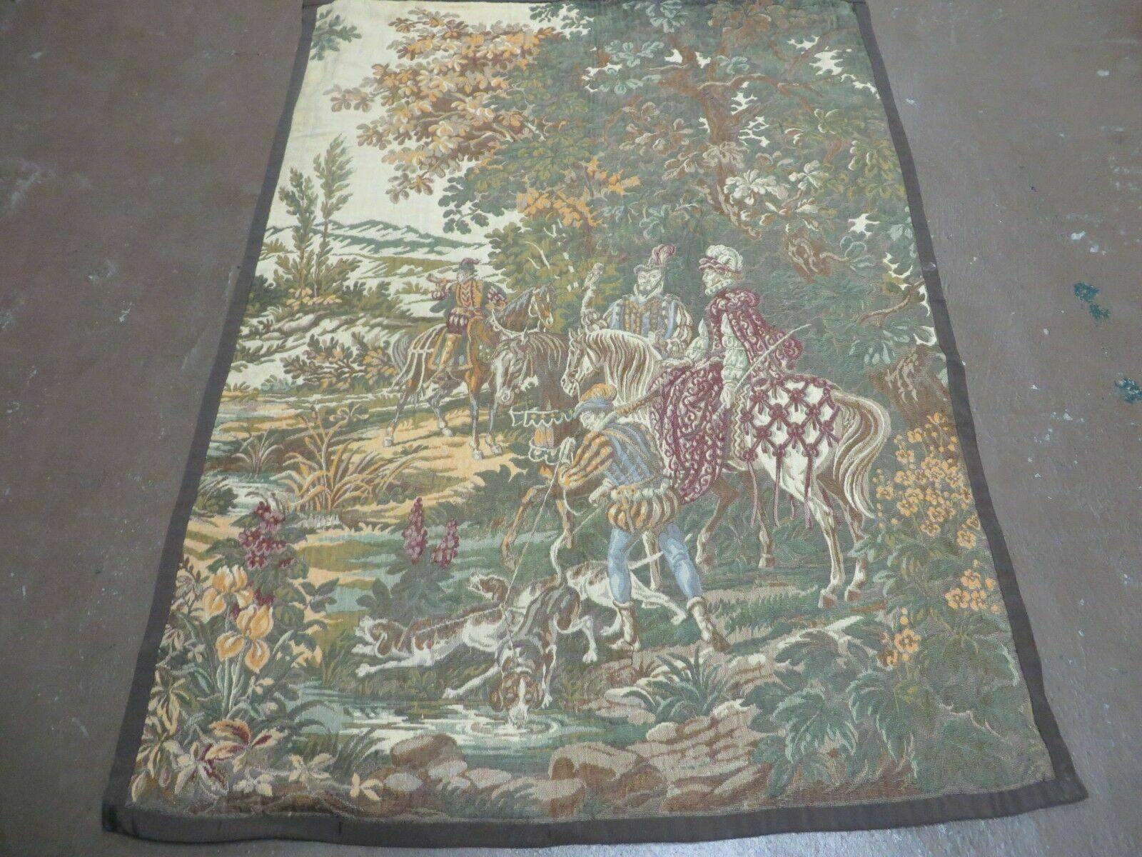 4' X 5' Vintage Tapestry Belgium Hand Loomed Victorian Nice 90f