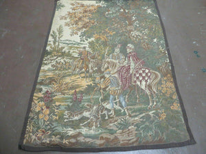 4' X 5' Vintage Tapestry Belgium Hand Loomed Victorian Nice 90f