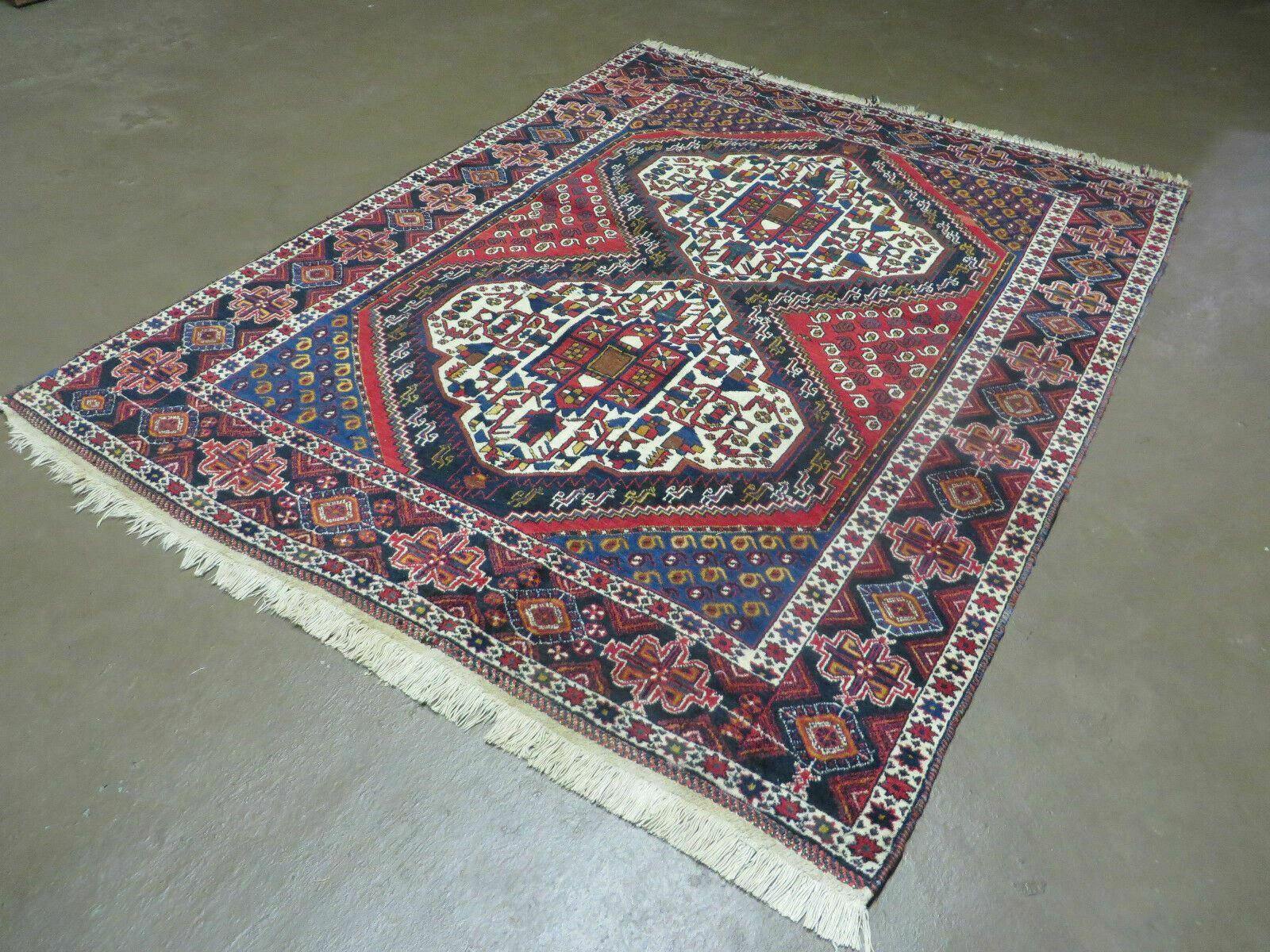 4' X 5.5' Vintage Handmade Turkish Tribal Wool Rug Medallion Nice