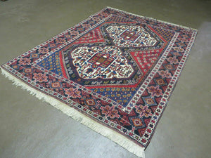 4' X 5.5' Vintage Handmade Turkish Tribal Wool Rug Medallion Nice