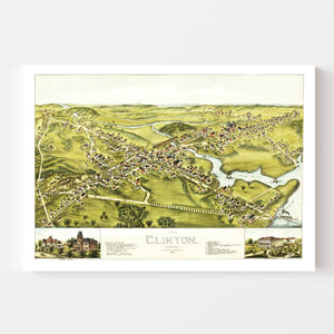 Vintage Map of Clinton, Connecticut 1881