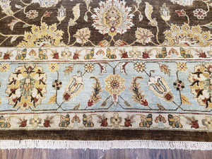 9x12 Vintage Handmade Wool Rug Carpet Indo Mahal Oushak Nice Brown Blue