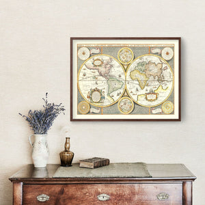 Vintage World Map 1642