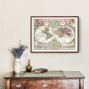 Vintage World Map 1716