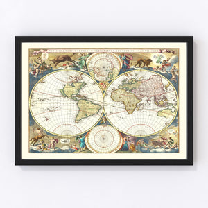 Vintage World Map 1690