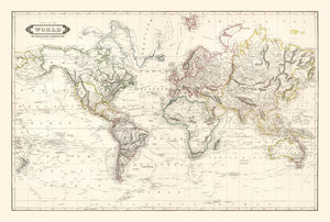 Vintage World Map 1841