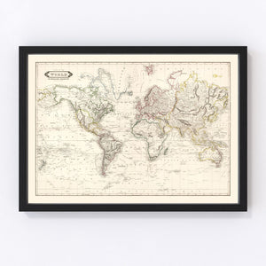 Vintage World Map 1841